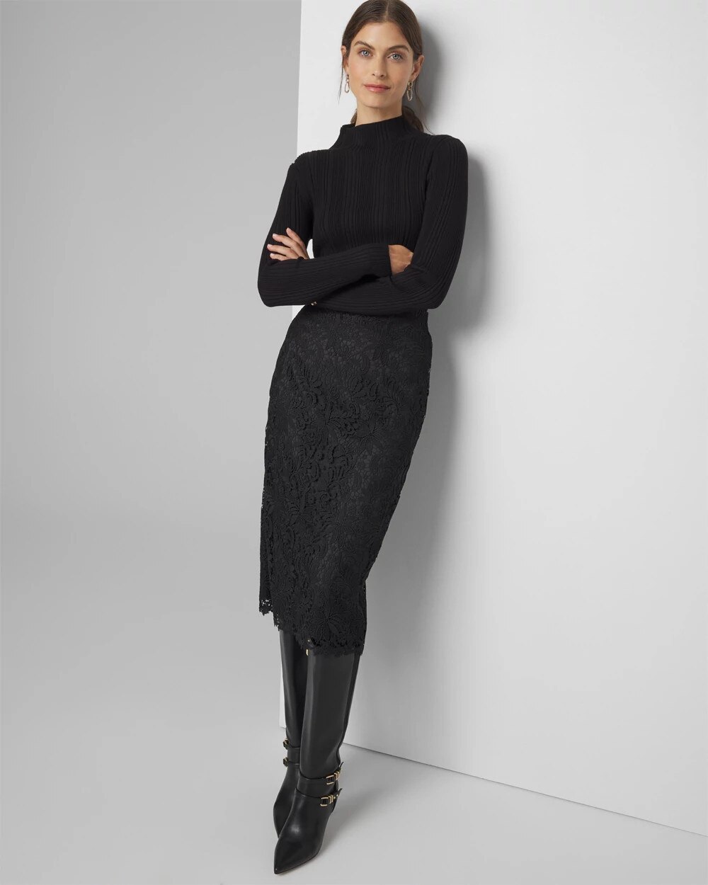 Lace Pencil Midi Skirt | White House Black Market